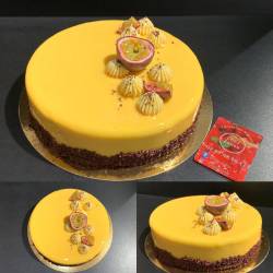 Entremet Passion/chocolat au lait (4.50 euros/personne)